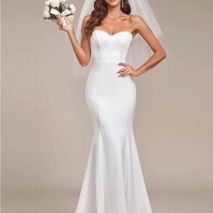 Simple Strapless Mermaid Eloping Dress for Wedding